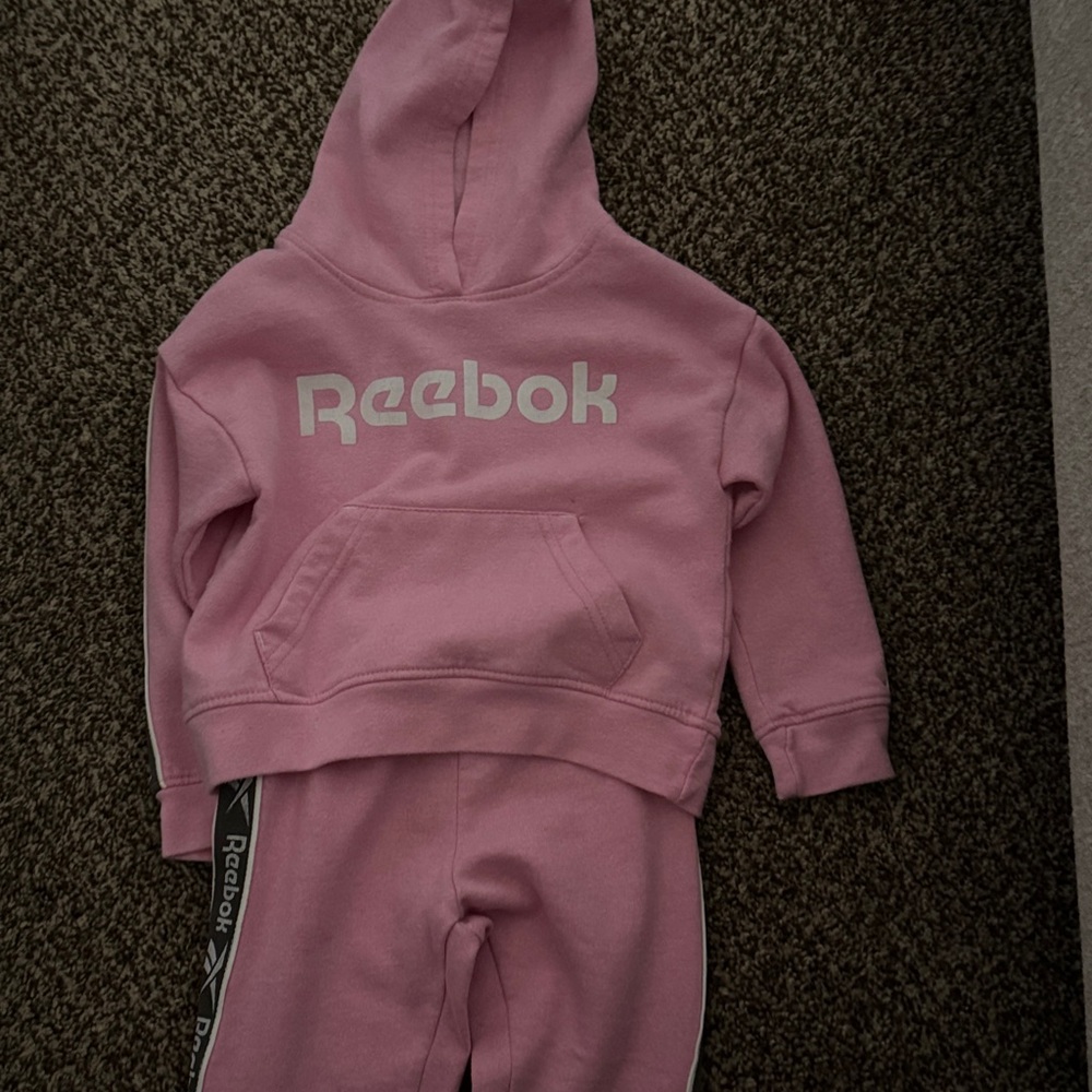 Reebok Kids Pink Sweatpants and Hoodie Set